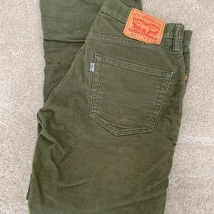 Men’s Army Green Levi Corduroy Pants
